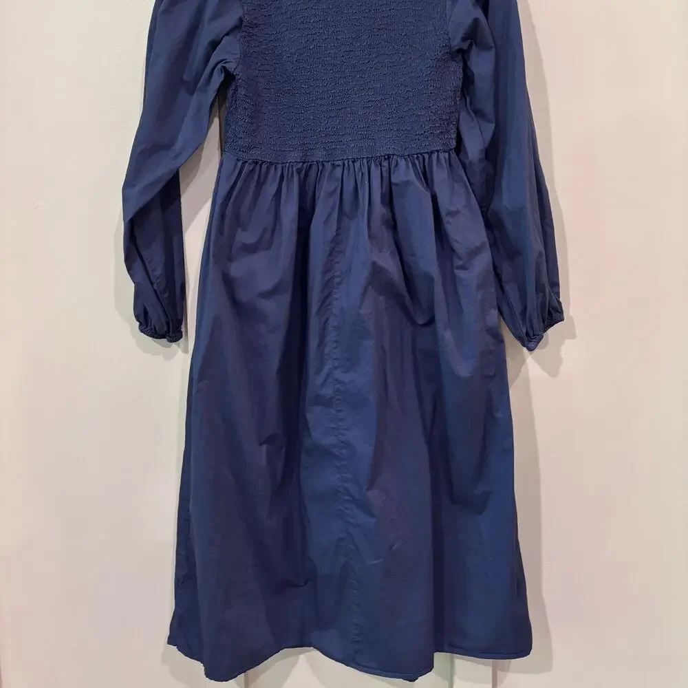 Old Navy Midnight Blue Smocked Midi Dress- Size M- Cottagecore- Milkmaid Style - Picture 5 of 6